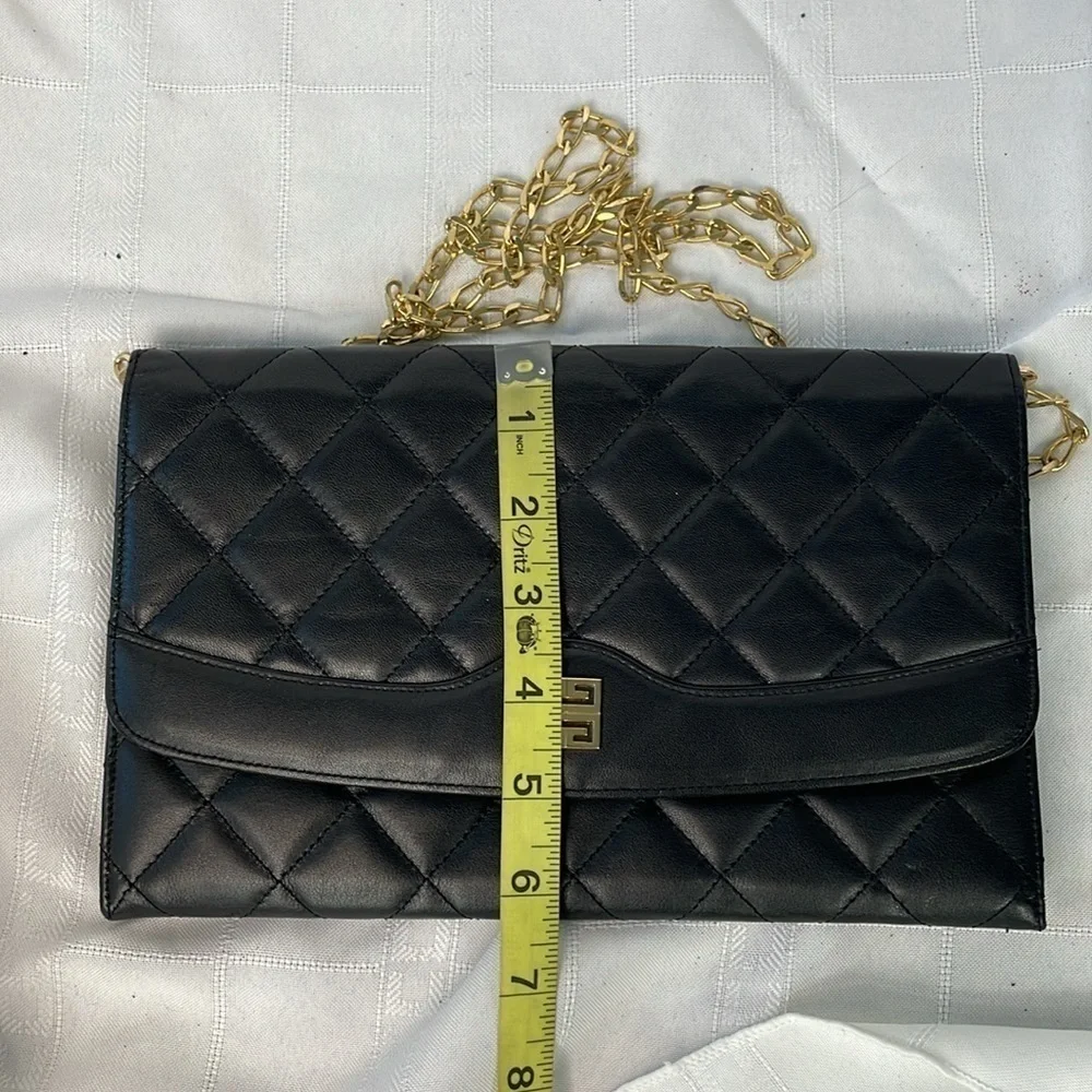 Givenchy Black Quilted Leather Flat Clutch Flap Bag on Chain Small Night Out